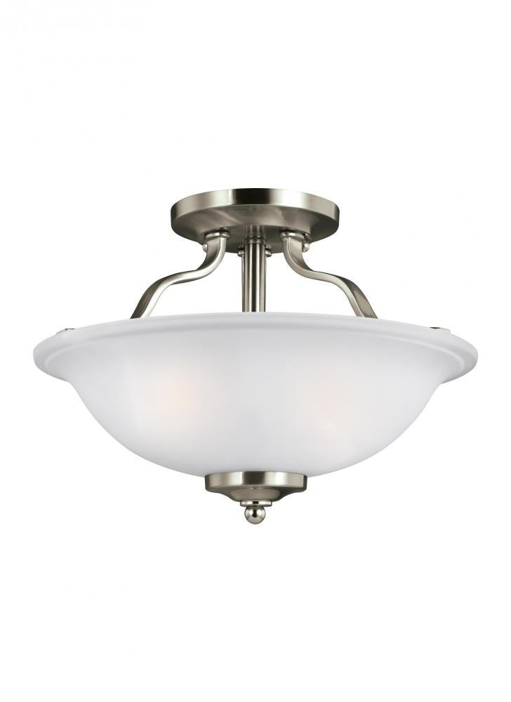 Generation Lighting 7739002-962 Emmons traditional 2-light indoor dimmable ceiling semi-flush mount in brushed nickel silver finish