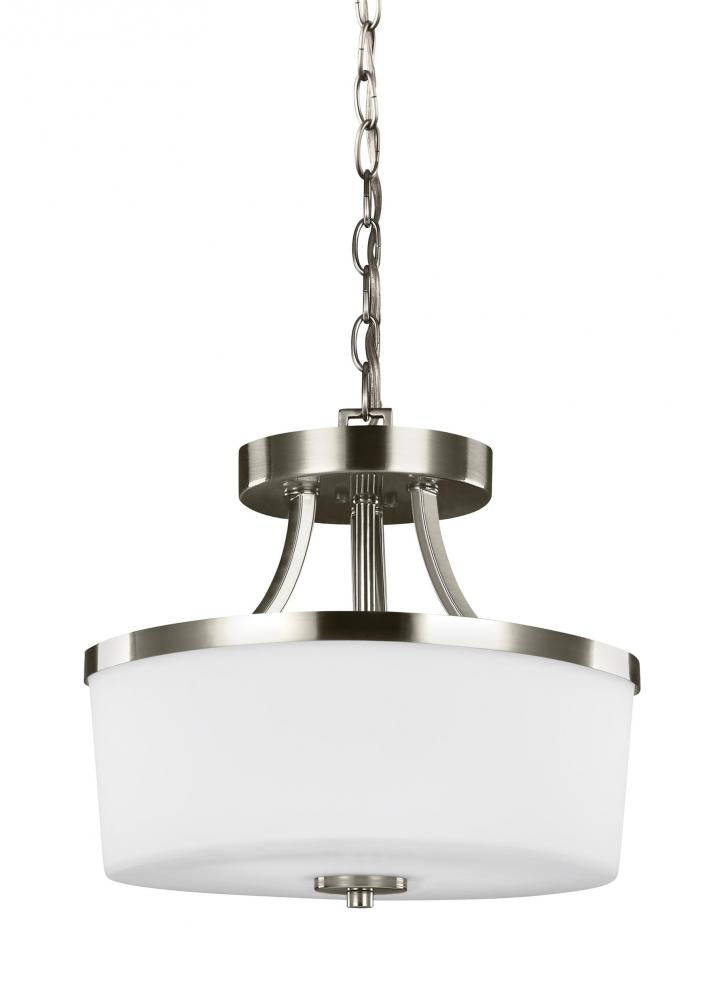 Generation Lighting 7739102-962 Hettinger transitional 2-light indoor dimmable ceiling flush mount in brushed nickel silver finish w