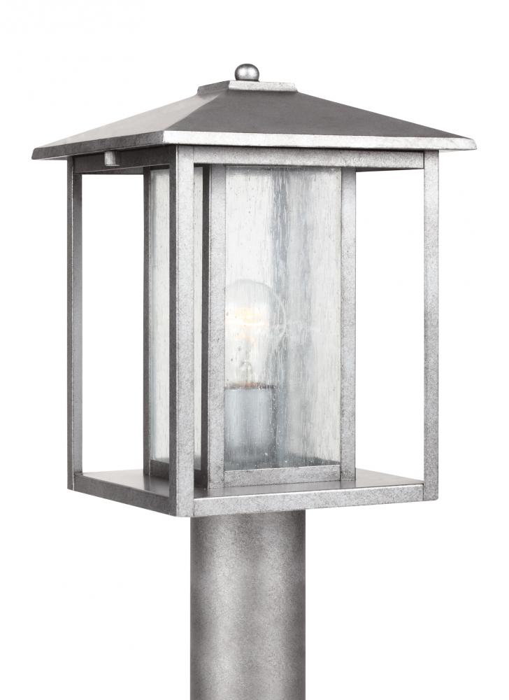 Generation Lighting 82027-57 Hunnington contemporary 1-light outdoor exterior post lantern in weathered pewter grey finish with c