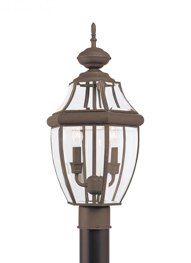 Generation Lighting 8229EN-71 Lancaster traditional 2-light LED outdoor exterior post lantern in antique bronze finish with clear