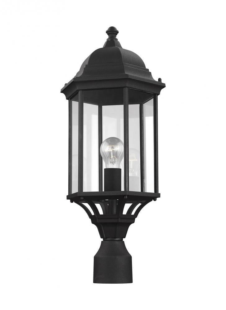 Generation Lighting 8238701-12 Sevier traditional 1-light outdoor exterior large post lantern in black finish with clear glass pane