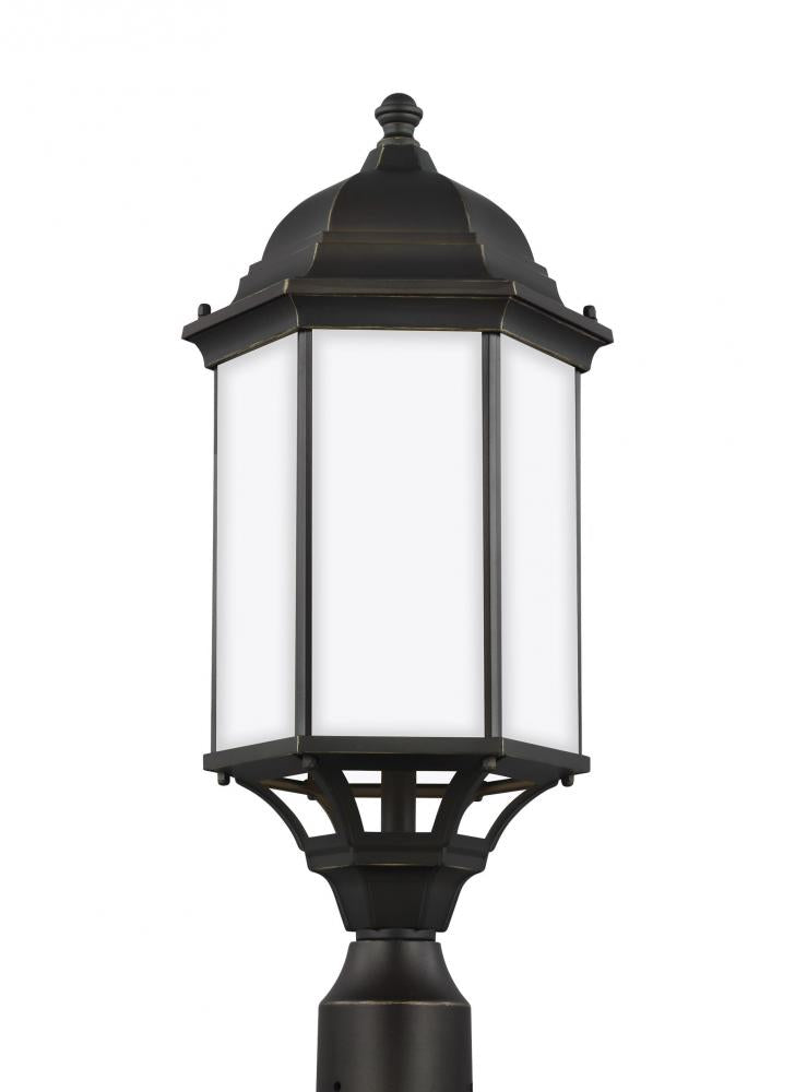 Generation Lighting 8238751-71 Sevier traditional 1-light outdoor exterior large post lantern in antique bronze finish with satin e