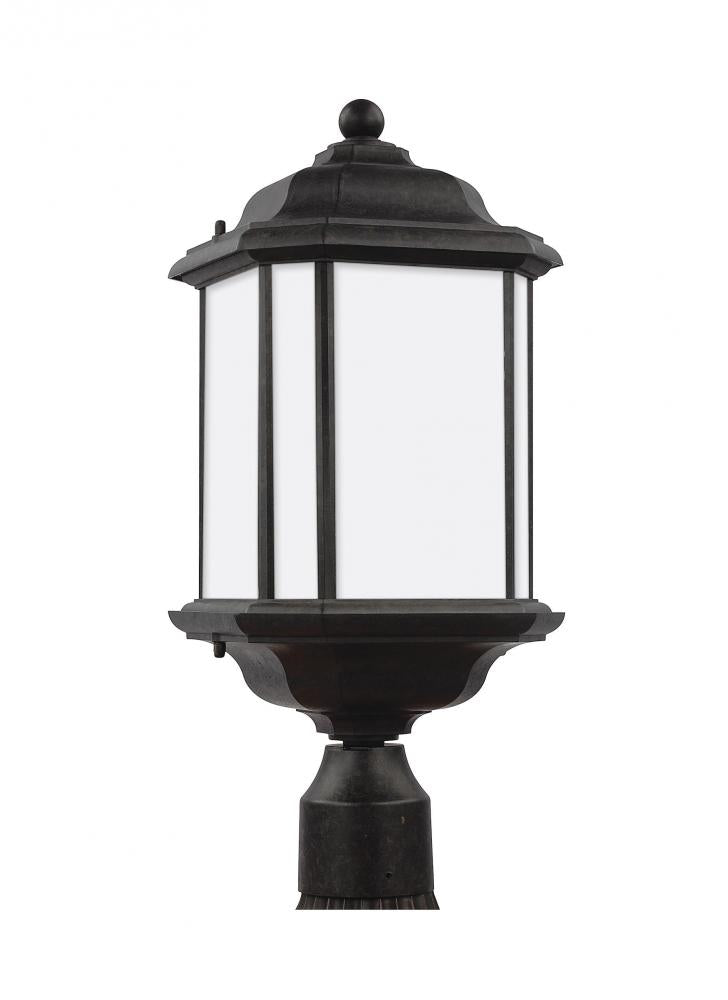 Generation Lighting 82529EN3-746 Kent traditional 1-light LED outdoor exterior post lantern in oxford bronze finish with satin etched