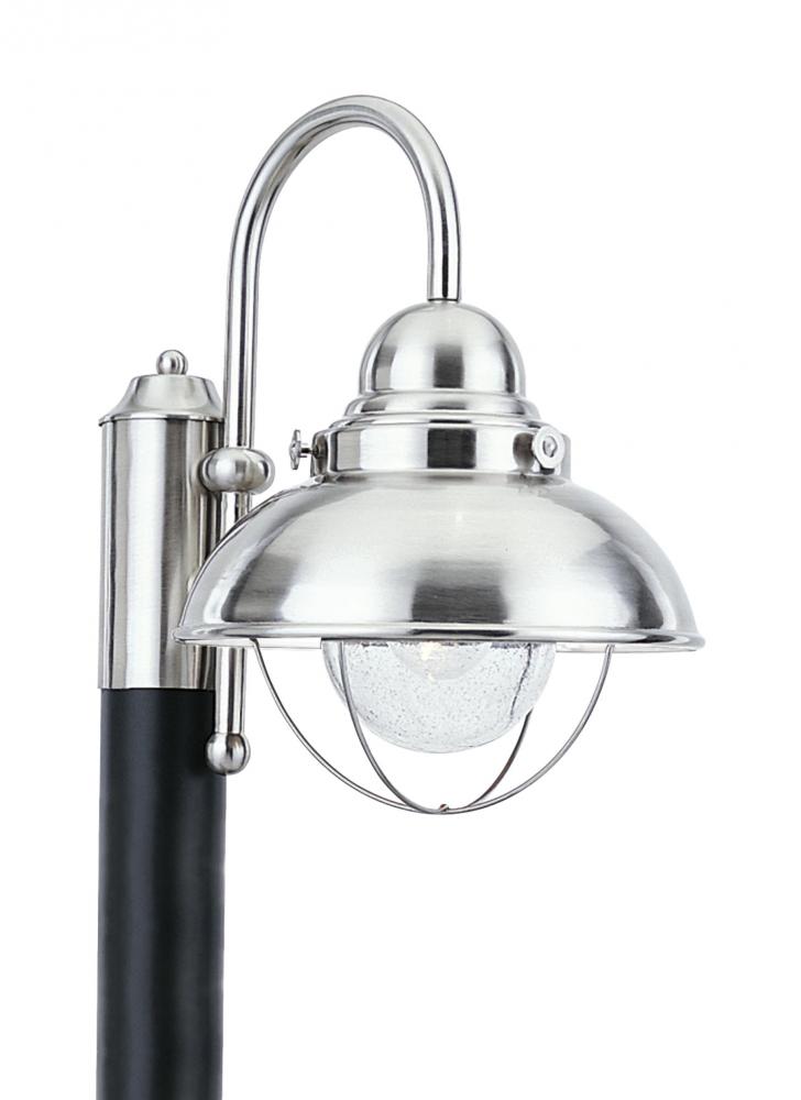 Generation Lighting 8269EN3-98 Sebring transitional 1-light LED outdoor exterior post lantern in brushed stainless silver finish wi