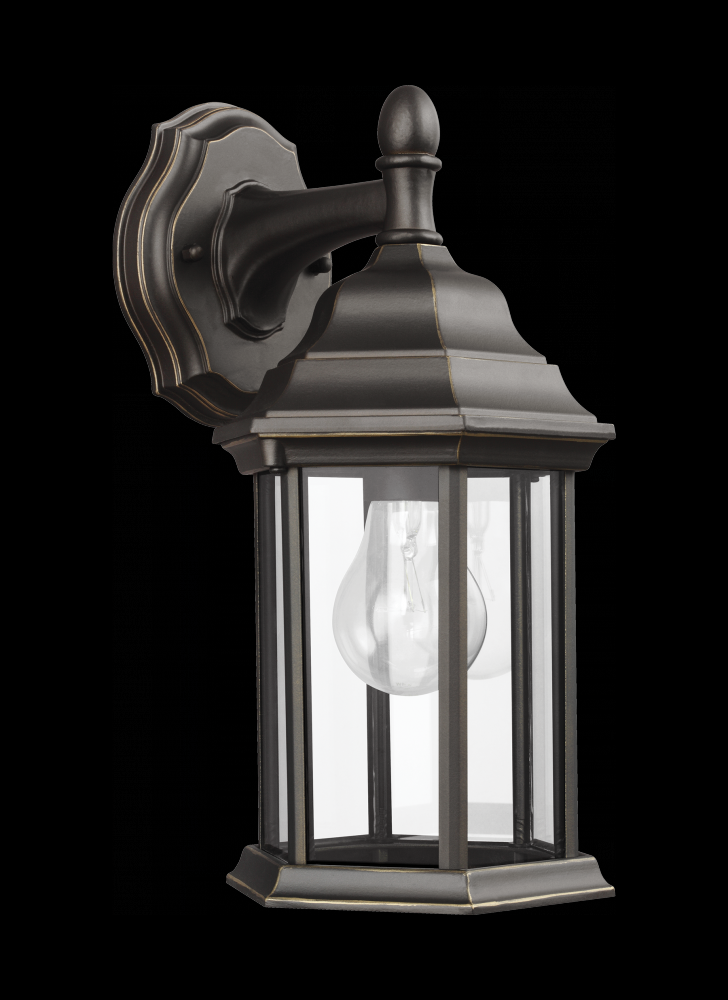 Generation Lighting 8338701-71 Sevier traditional 1-light outdoor exterior small downlight outdoor wall lantern sconce in antique b