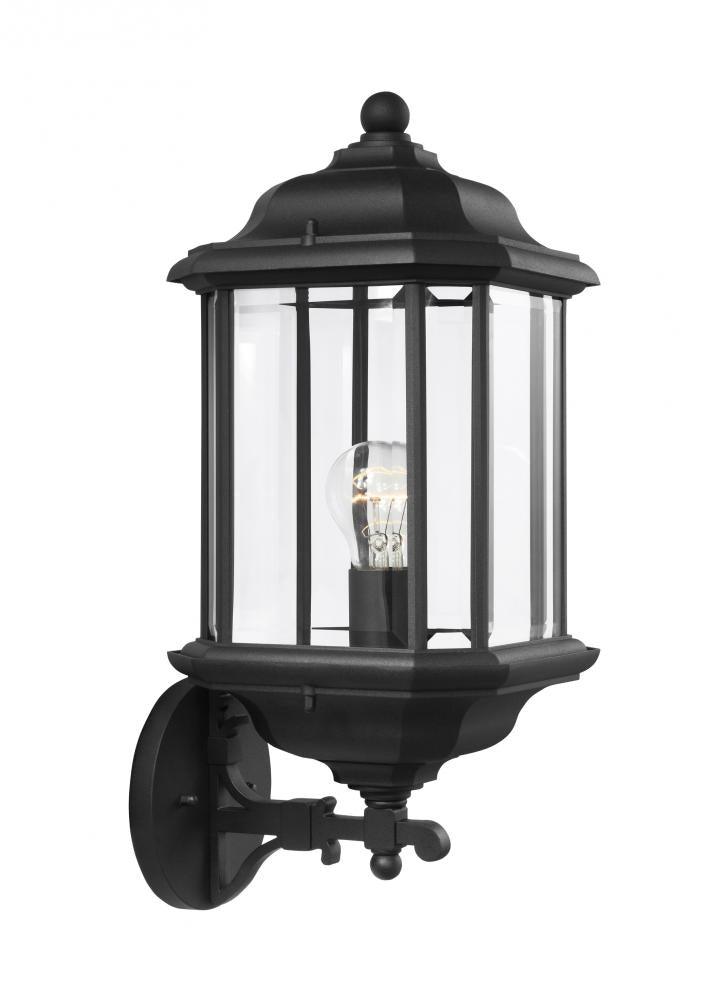 Generation Lighting 84032-12 Kent traditional 1-light outdoor exterior large uplight wall lantern sconce in black finish with cle