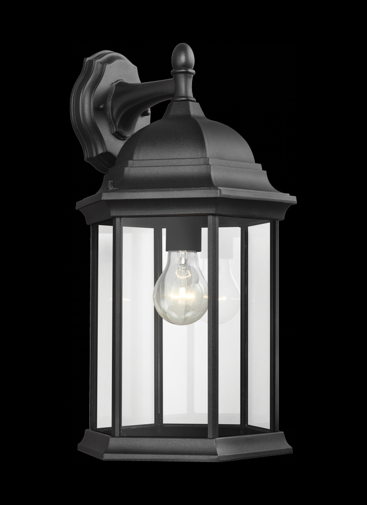 Generation Lighting 8438701-12 Sevier traditional 1-light outdoor exterior large downlight outdoor wall lantern sconce in black fin