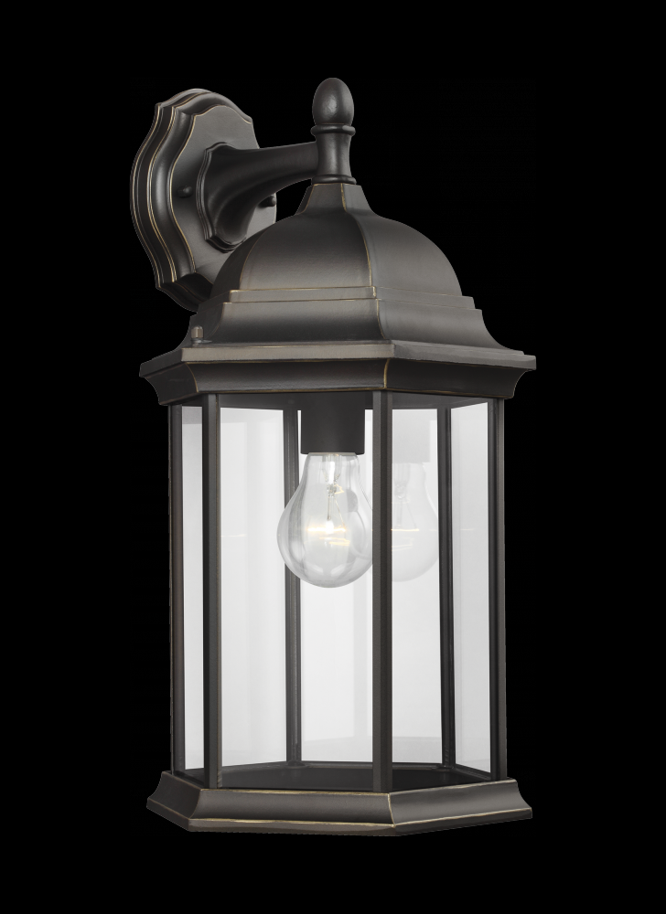Generation Lighting 8438701-71 Sevier traditional 1-light outdoor exterior large downlight outdoor wall lantern sconce in antique b