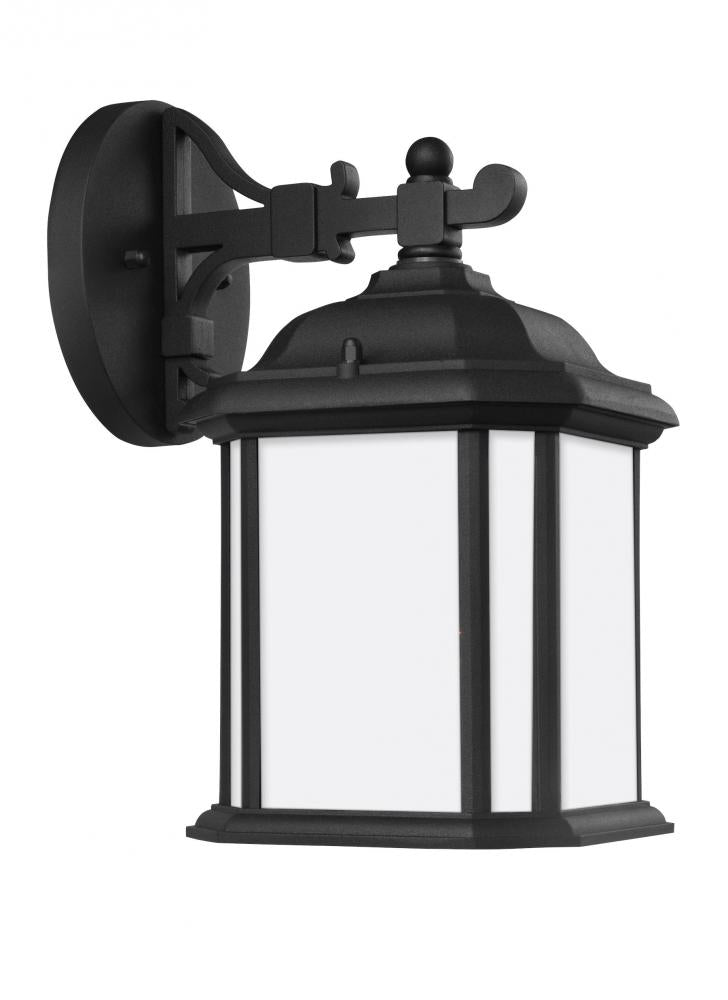 Generation Lighting 84529EN3-12 Kent traditional 1-light LED outdoor exterior small wall lantern sconce in black finish with satin e