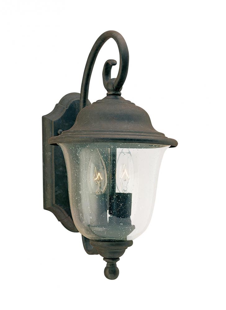 Generation Lighting 8459EN-46 Trafalgar traditional 2-light LED outdoor exterior medium wall lantern sconce in oxidized bronze fin
