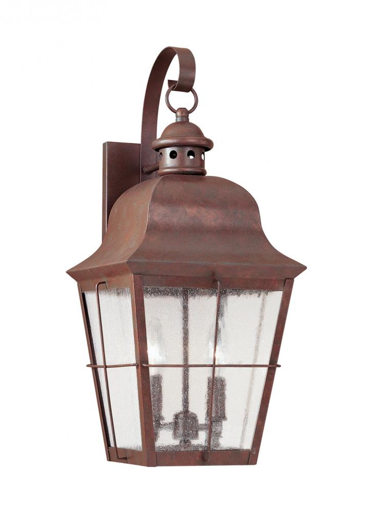 Generation Lighting 8463-44 Chatham traditional 2-light outdoor exterior wall lantern sconce in weathered copper finish with cle