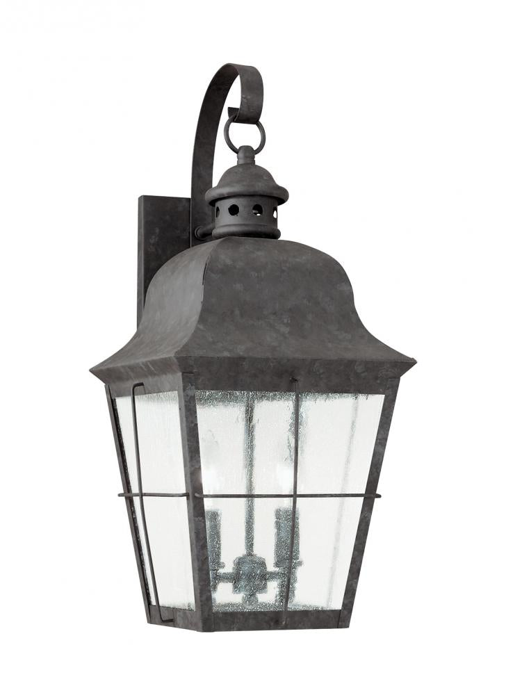 Generation Lighting 8463-46 Chatham traditional 2-light outdoor exterior wall lantern sconce in oxidized bronze finish with clea