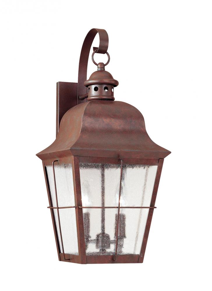 Generation Lighting 8463EN-44 Chatham traditional 2-light LED outdoor exterior wall lantern sconce in weathered copper finish with