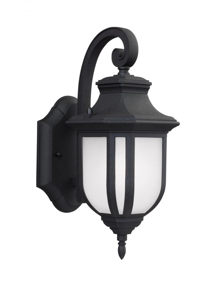 Generation Lighting 8536301EN3-12 Childress traditional 1-light LED outdoor exterior small wall lantern sconce in black finish with sa