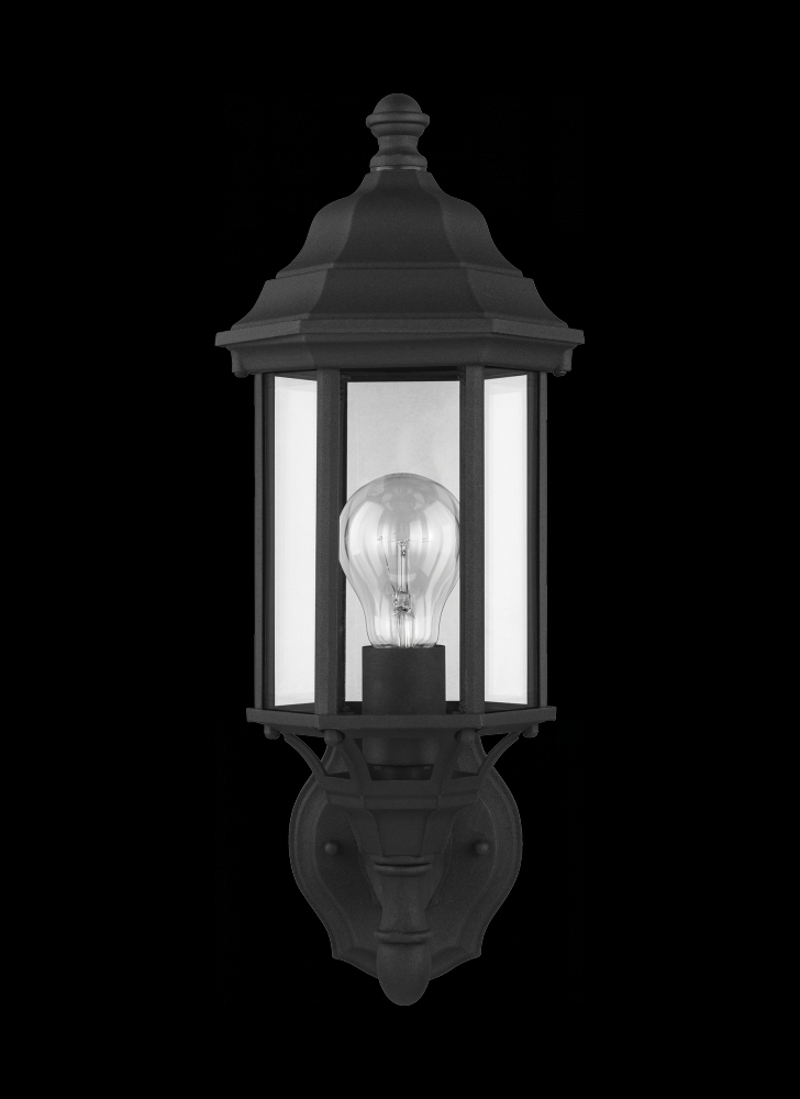 Generation Lighting 8538701-12 Sevier traditional 1-light outdoor exterior small uplight outdoor wall lantern sconce in black finis