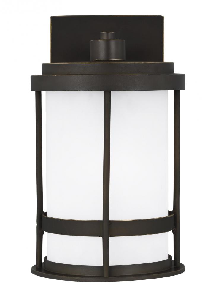 Generation Lighting 8590901DEN3-71 Wilburn modern 1-light LED outdoor exterior Dark Sky compliant small wall lantern sconce in antique