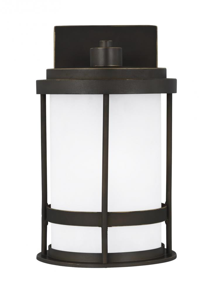 Generation Lighting 8590901EN3-71 Wilburn modern 1-light LED outdoor exterior small wall lantern sconce in antique bronze finish with