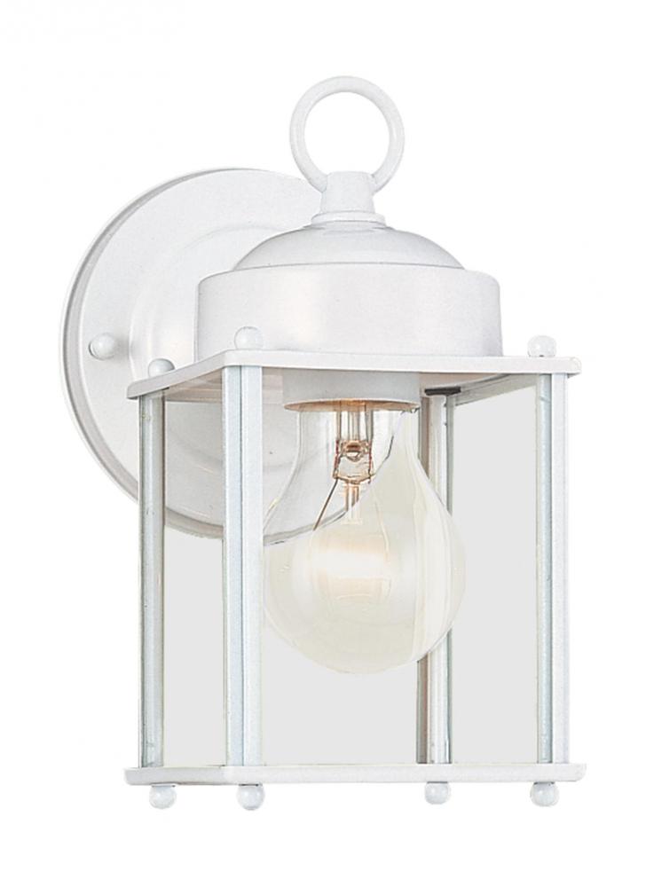 Generation Lighting 8592-15 New Castle traditional 1-light outdoor exterior wall lantern sconce in white finish with clear glass