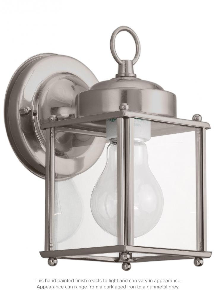 Generation Lighting 8592-965 New Castle traditional 1-light outdoor exterior wall lantern sconce in antique brushed nickel silver