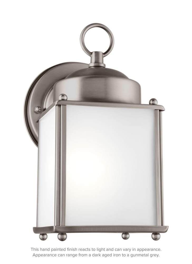 Generation Lighting 8592001-965 New Castle traditional 1-light outdoor exterior wall lantern sconce in antique brushed nickel silver