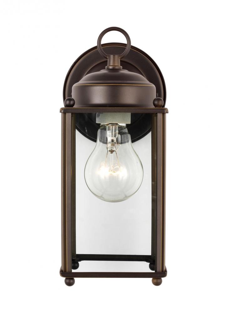Generation Lighting 8593-71 New Castle traditional 1-light outdoor exterior large wall lantern sconce in antique bronze finish w