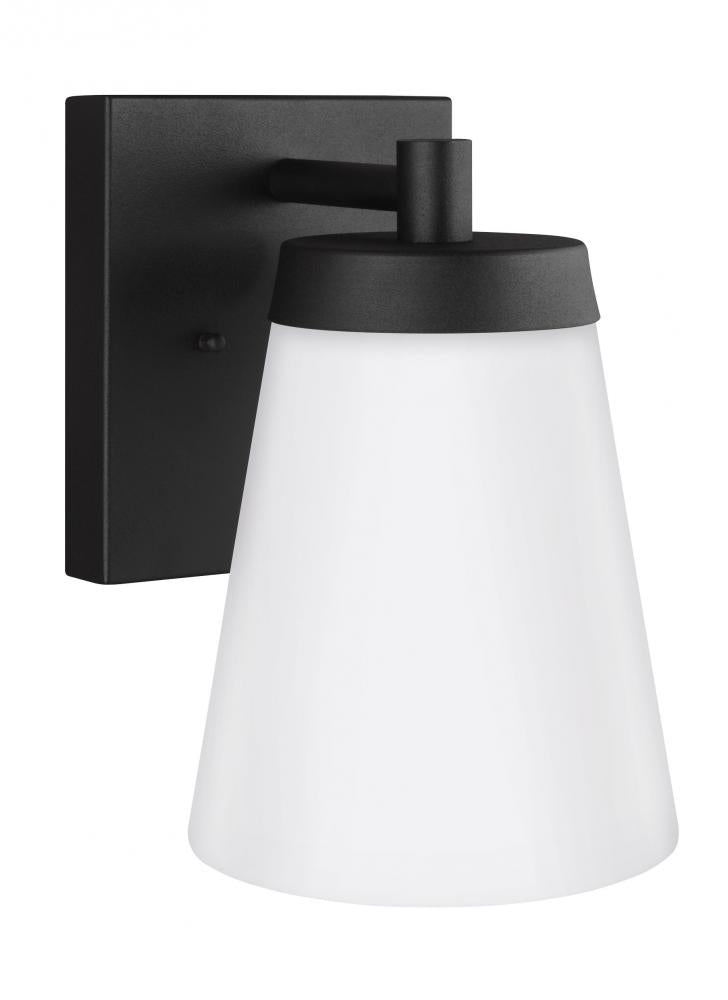 Generation Lighting 8638601-12 Renville transitional 1-light outdoor exterior large wall lantern sconce in black finish with satin