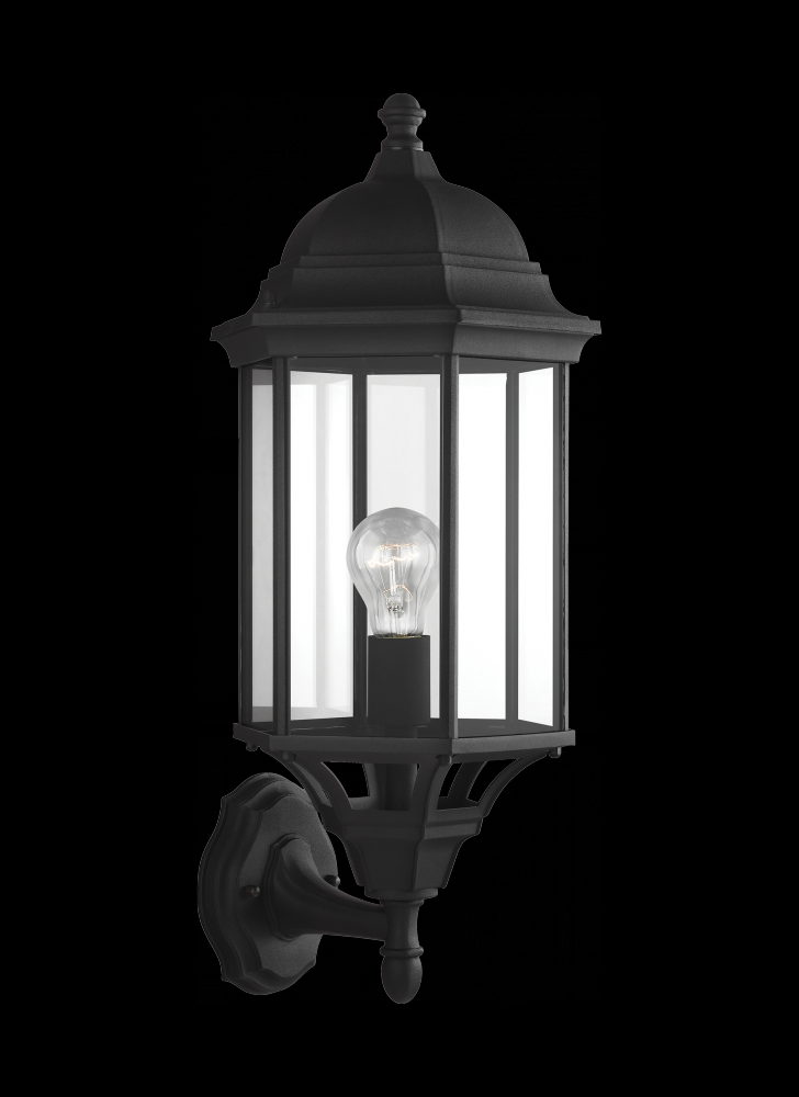 Generation Lighting 8638701-12 Sevier traditional 1-light outdoor exterior large uplight outdoor wall lantern sconce in black finis