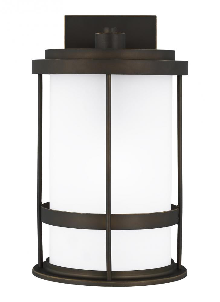 Generation Lighting 8690901D-71 Wilburn modern 1-light outdoor exterior Dark Sky compliant medium wall lantern sconce in antique bro