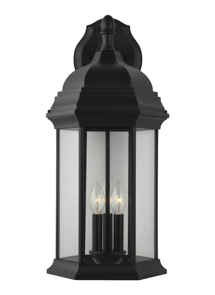 Generation Lighting 8738703-12 Sevier traditional 3-light outdoor exterior extra large downlight outdoor wall lantern sconce in bla