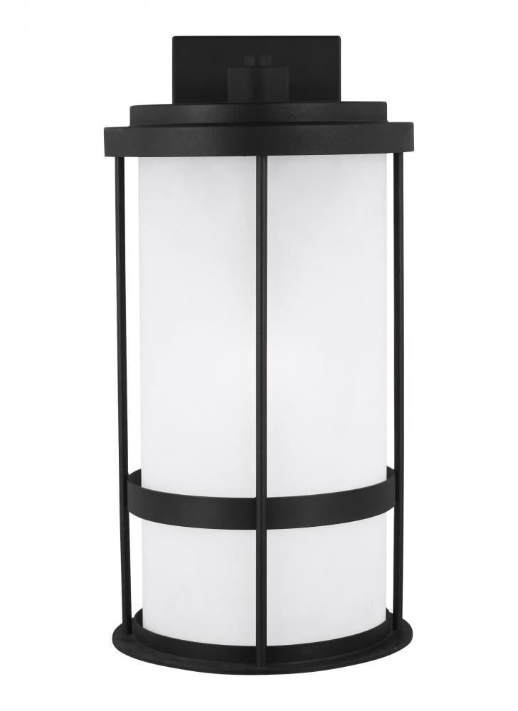 Generation Lighting 8790901DEN3-12 Wilburn modern 1-light LED outdoor exterior Dark Sky compliant large wall lantern sconce in black fi