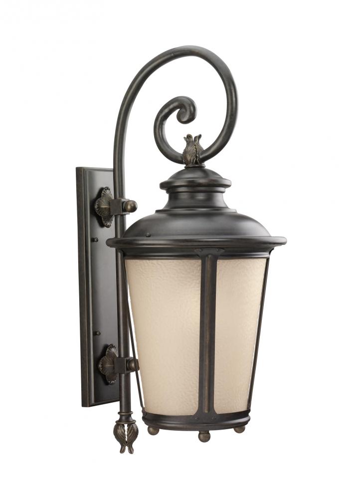 Generation Lighting 88243-780 Cape May traditional 1-light outdoor exterior extra large wall lantern sconce in burled iron grey fi