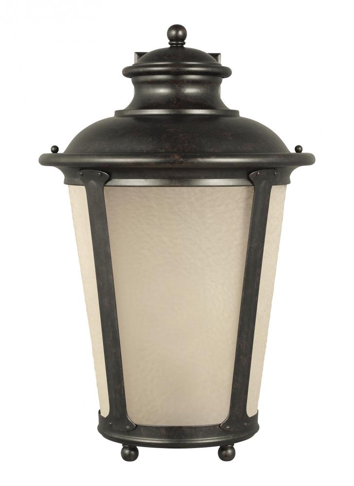 Generation Lighting 88244EN3-780 Cape May traditional 1-light LED outdoor exterior extra large wall lantern sconce in burled iron gre