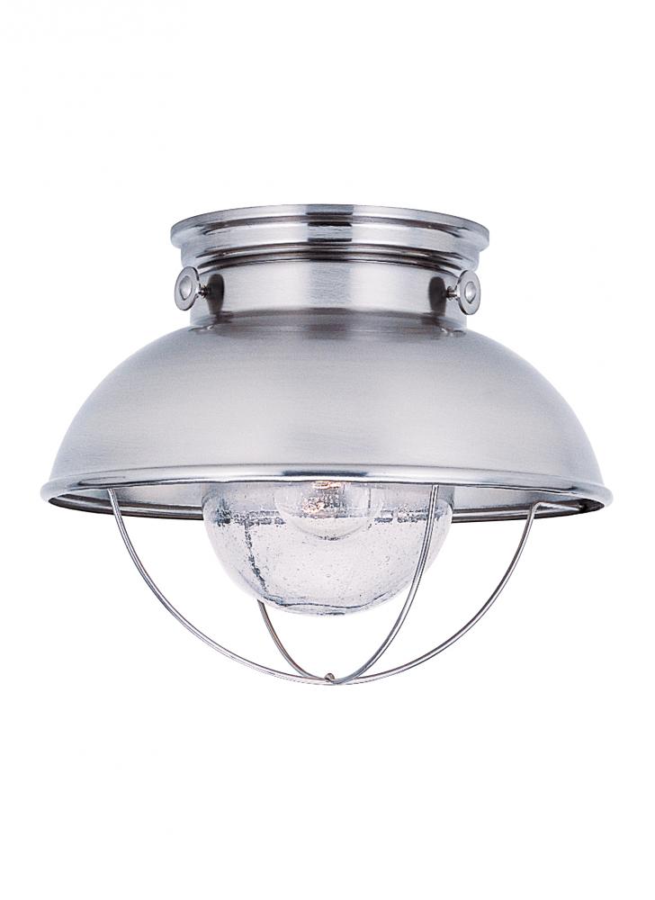 Generation Lighting 8869-98 Sebring transitional 1-light outdoor exterior ceiling flush mount in brushed stainless silver finish