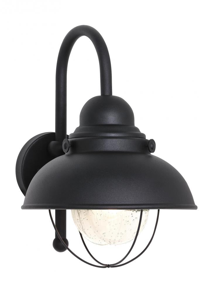 Generation Lighting 8871EN3-12 Sebring transitional 1-light LED outdoor exterior large wall lantern sconce in black finish with cle