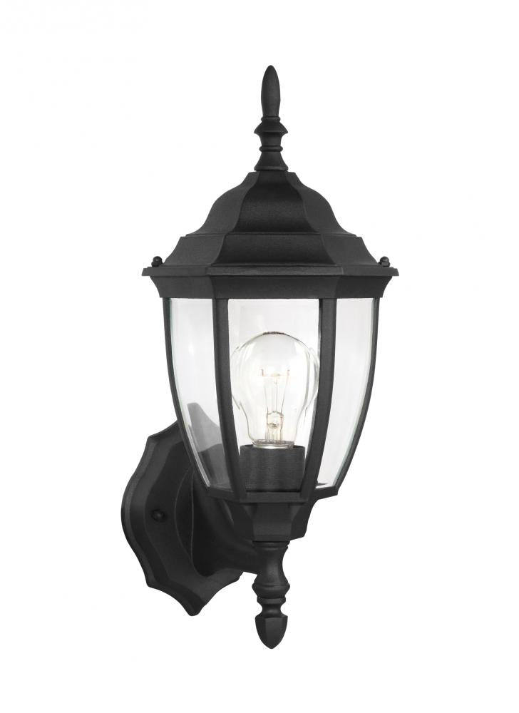 Generation Lighting 88940-12 Bakersville traditional 1-light outdoor exterior wall lantern in black finish with clear curved beve