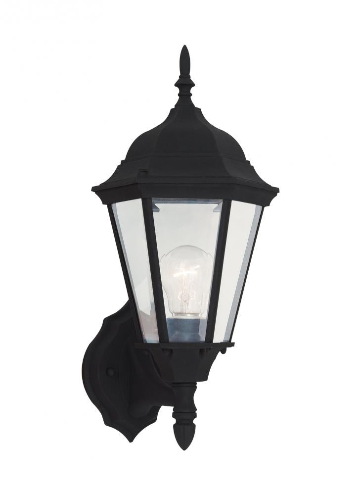 Generation Lighting 88941-12 Bakersville traditional 1-light outdoor exterior wall lantern in black finish with clear beveled gla