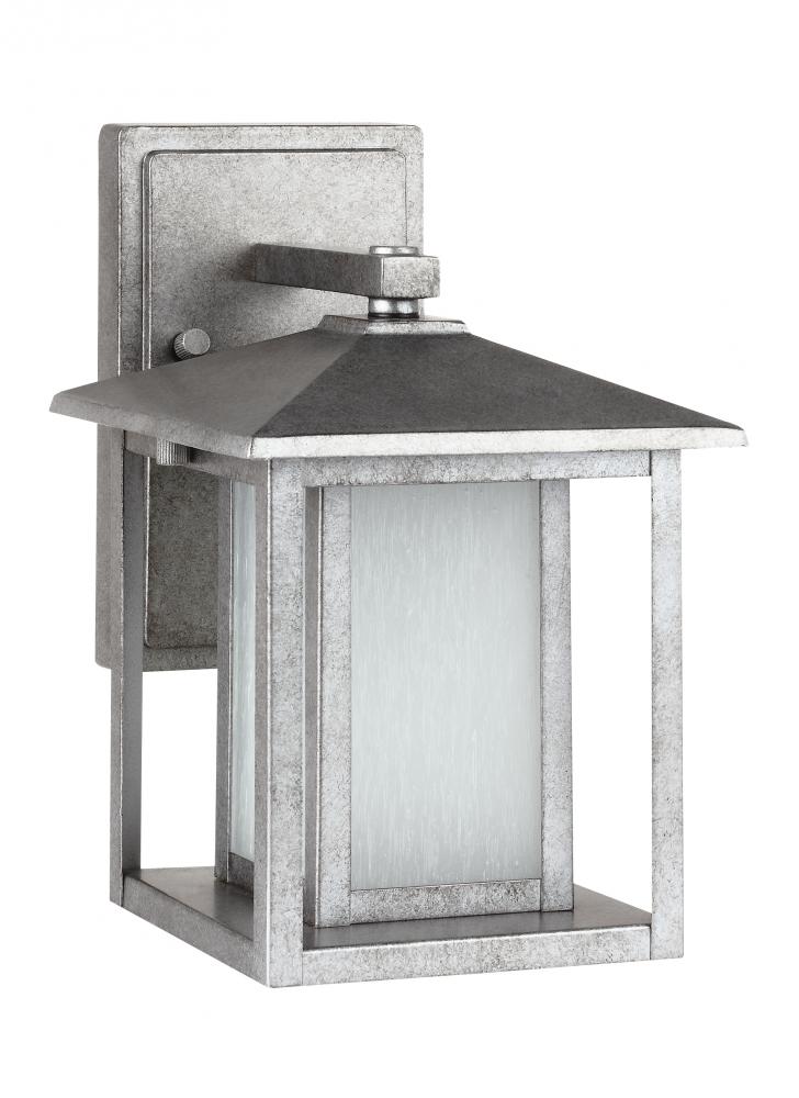 Generation Lighting 89029-57 Hunnington contemporary 1-light outdoor exterior small wall lantern in weathered pewter grey finish