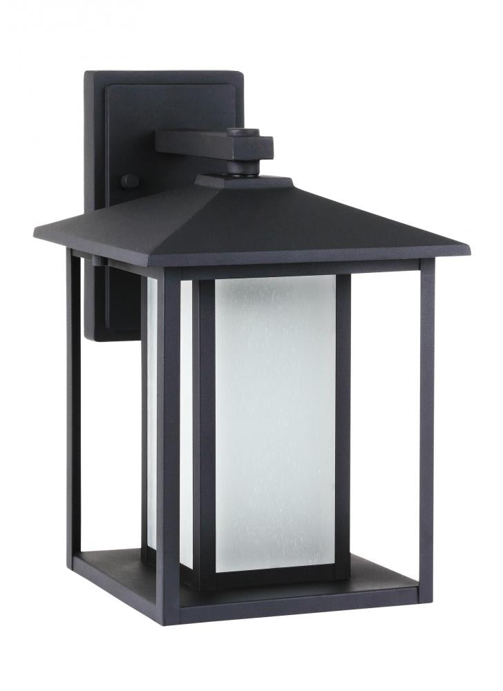 Generation Lighting 89031EN3-12 Hunnington contemporary 1-light LED outdoor exterior medium wall lantern in black finish with etched