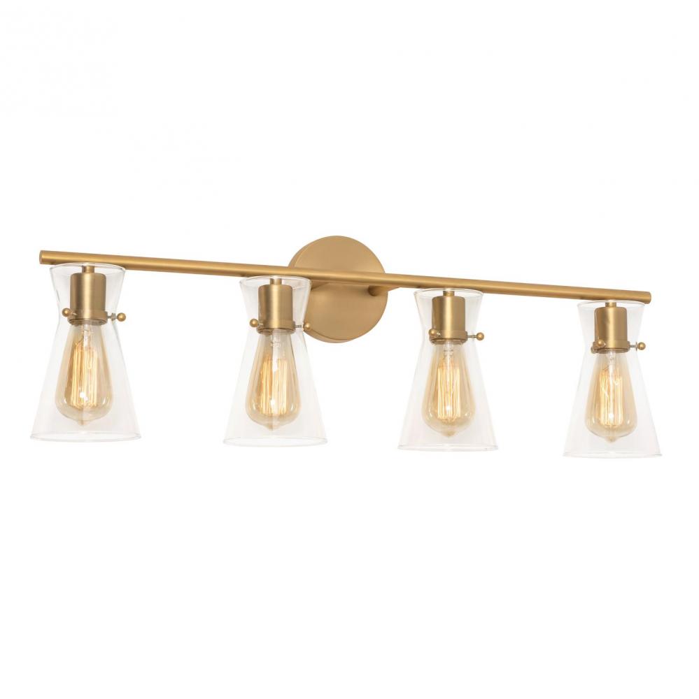 AFX AMDV3310MBSB Amanda 4 Light Vanity, Satin Brass, Clear