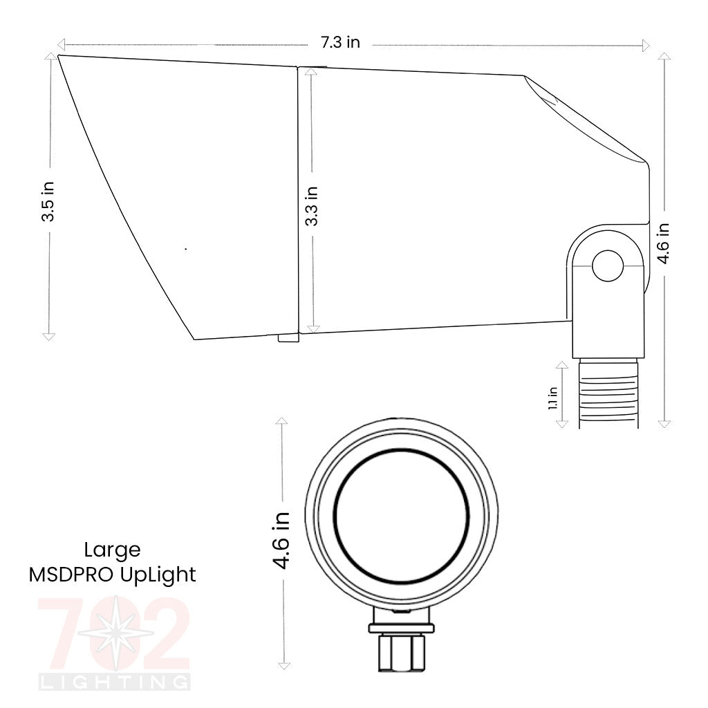 702 Lighting Large MSDPRO / CCT Adjustable Brass Accent • 23W, 2700/3000K • 65° Beam