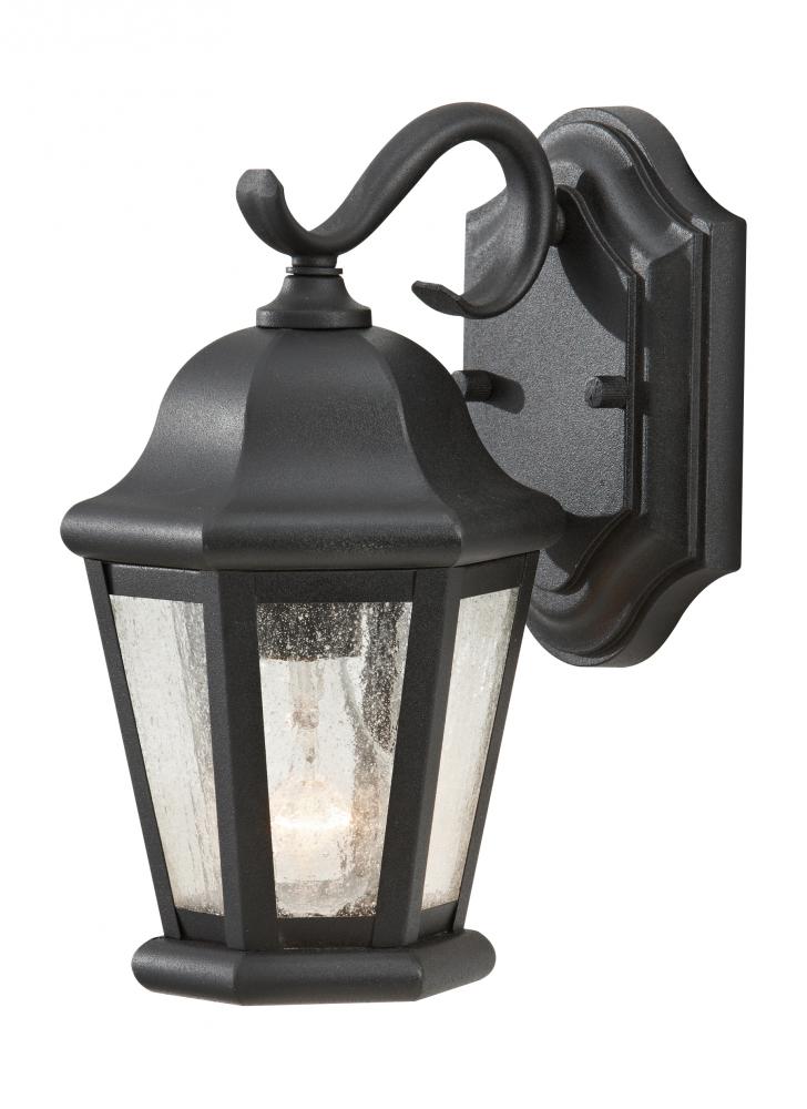 Generation Lighting OL5900BK Martinsville traditional 1-light outdoor exterior small wall lantern sconce in black finish with cle