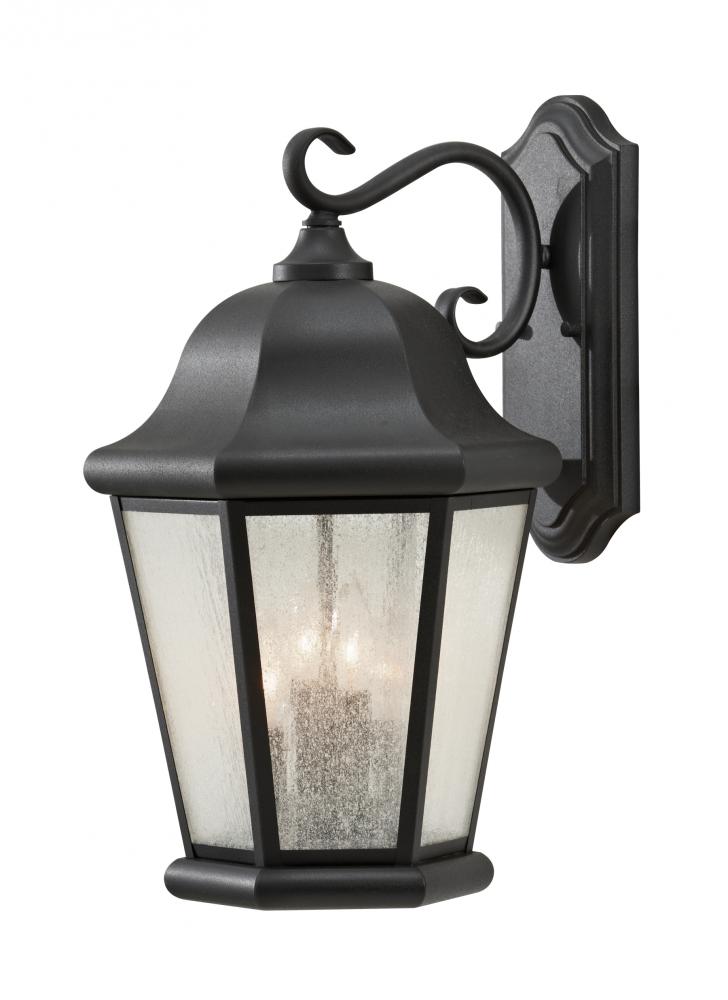 Generation Lighting OL5904BK Martinsville traditional 4-light outdoor exterior extra large wall lantern sconce in black finish wi