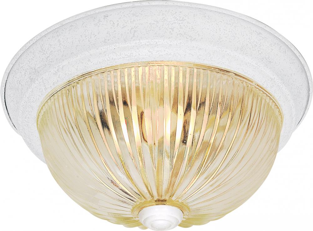 Nuvo SF76-192 2 Light - 13" Flush with Clear Ribbed Glass - Textured W
