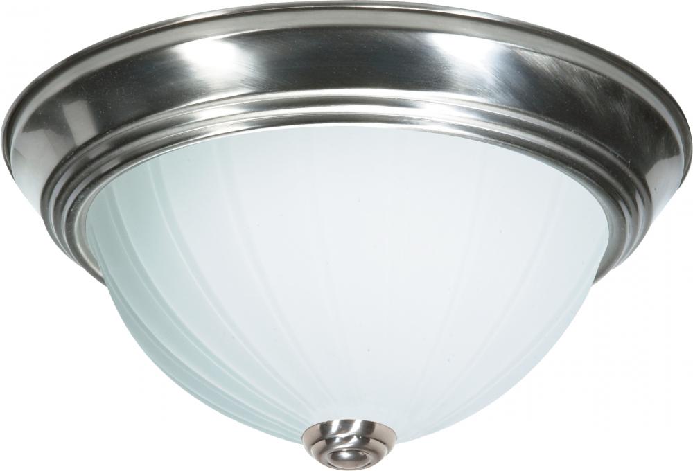 Nuvo SF76-243 2 Light - 11" Flush with Frosted Melon Glass - Brushed N