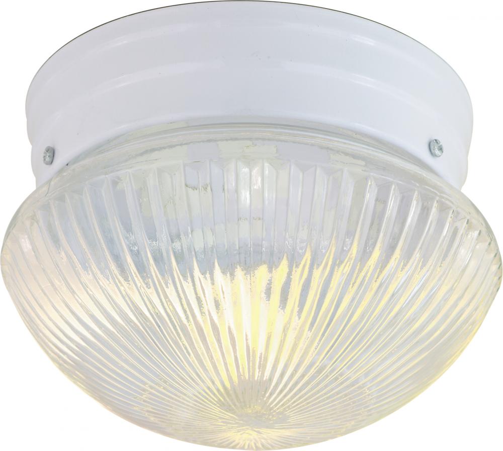 Nuvo SF76-251 1 Light - 8" Flush with Clear Ribbed Glass - White Finis