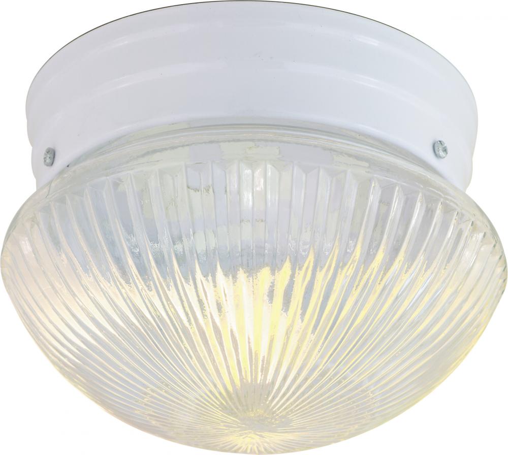 Nuvo SF76-253 2 Light - 10" Flush with Clear Ribbed Glass - White Fini