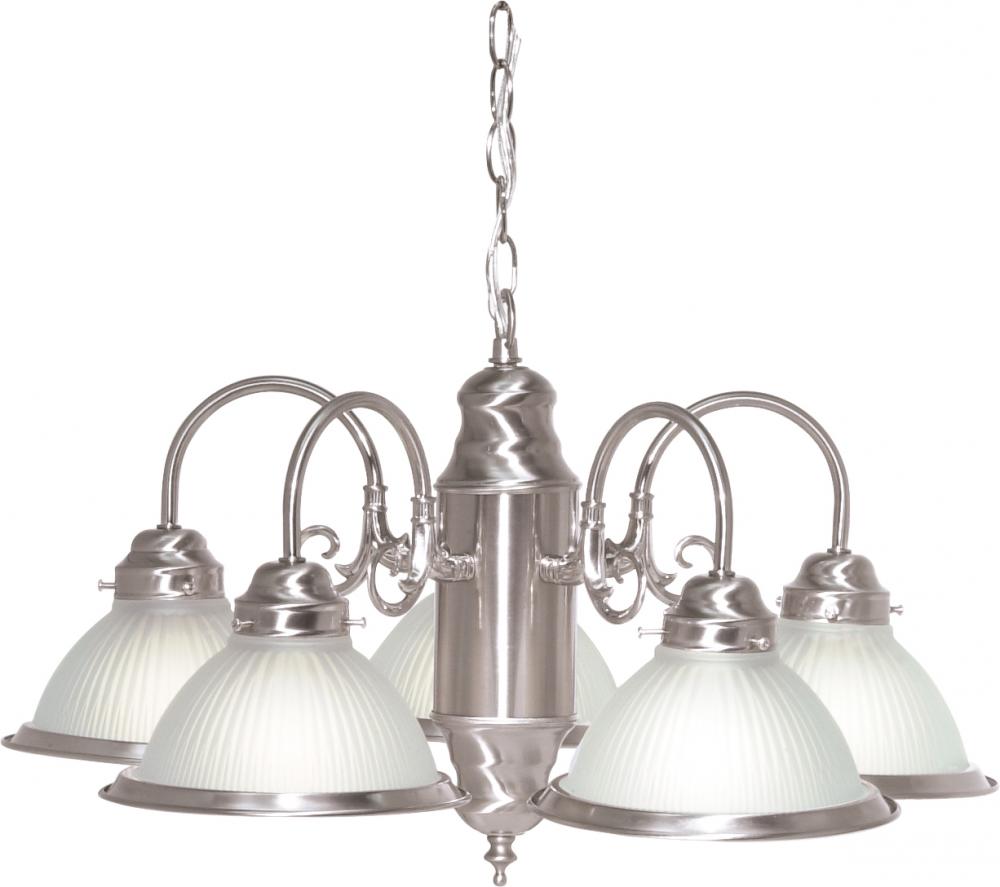 Nuvo SF76-695 5 Light - Chandelier with Frosted Ribbed Glass - Brushed
