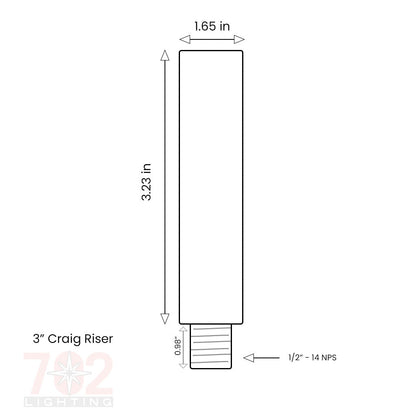 702 Lighting CRAIG Riser (1.65" Diameter) • 3 to 24in • Brass
