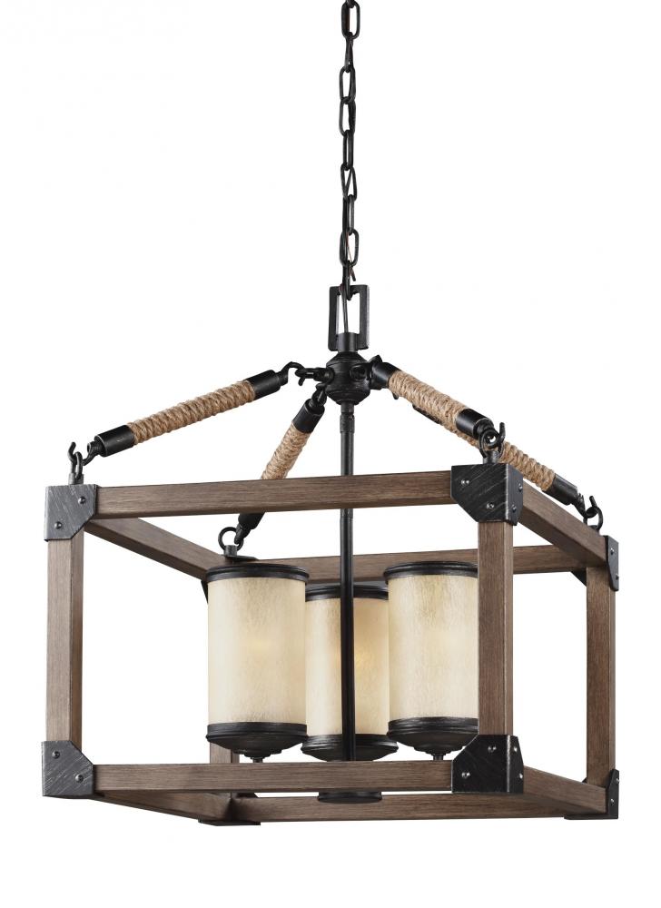 Generation Lighting 3113303-846 Dunning contemporary 3-light indoor dimmable ceiling chandelier pendant light in stardust finish wit