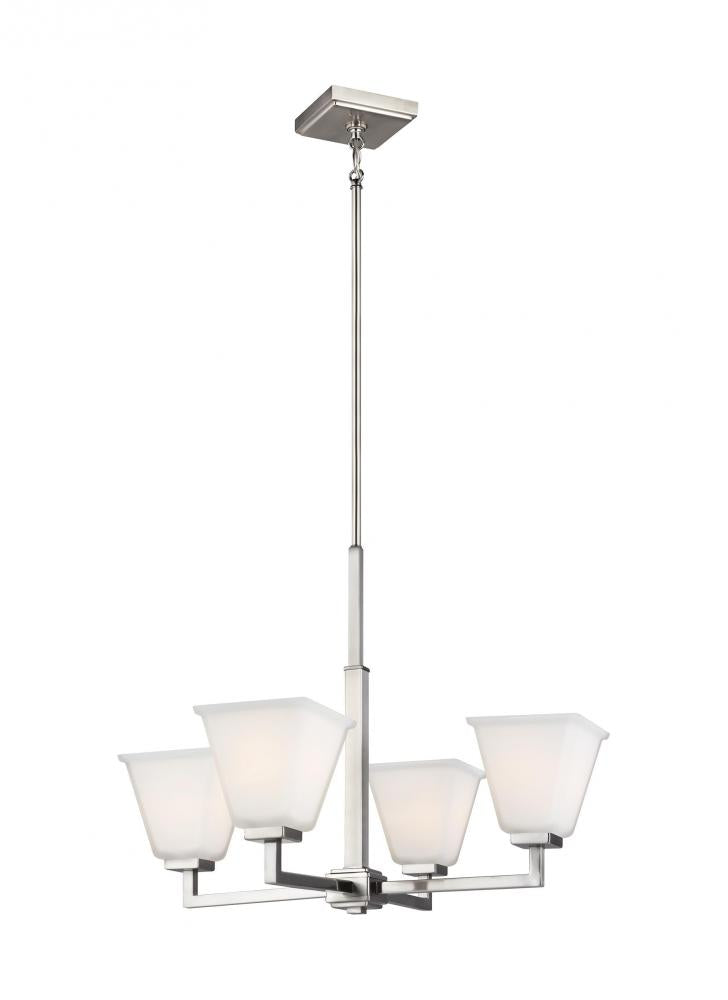 Generation Lighting 3113704EN3-962 Ellis Harper transitional 4-light indoor dimmable ceiling chandelier pendant light in brushed nickel